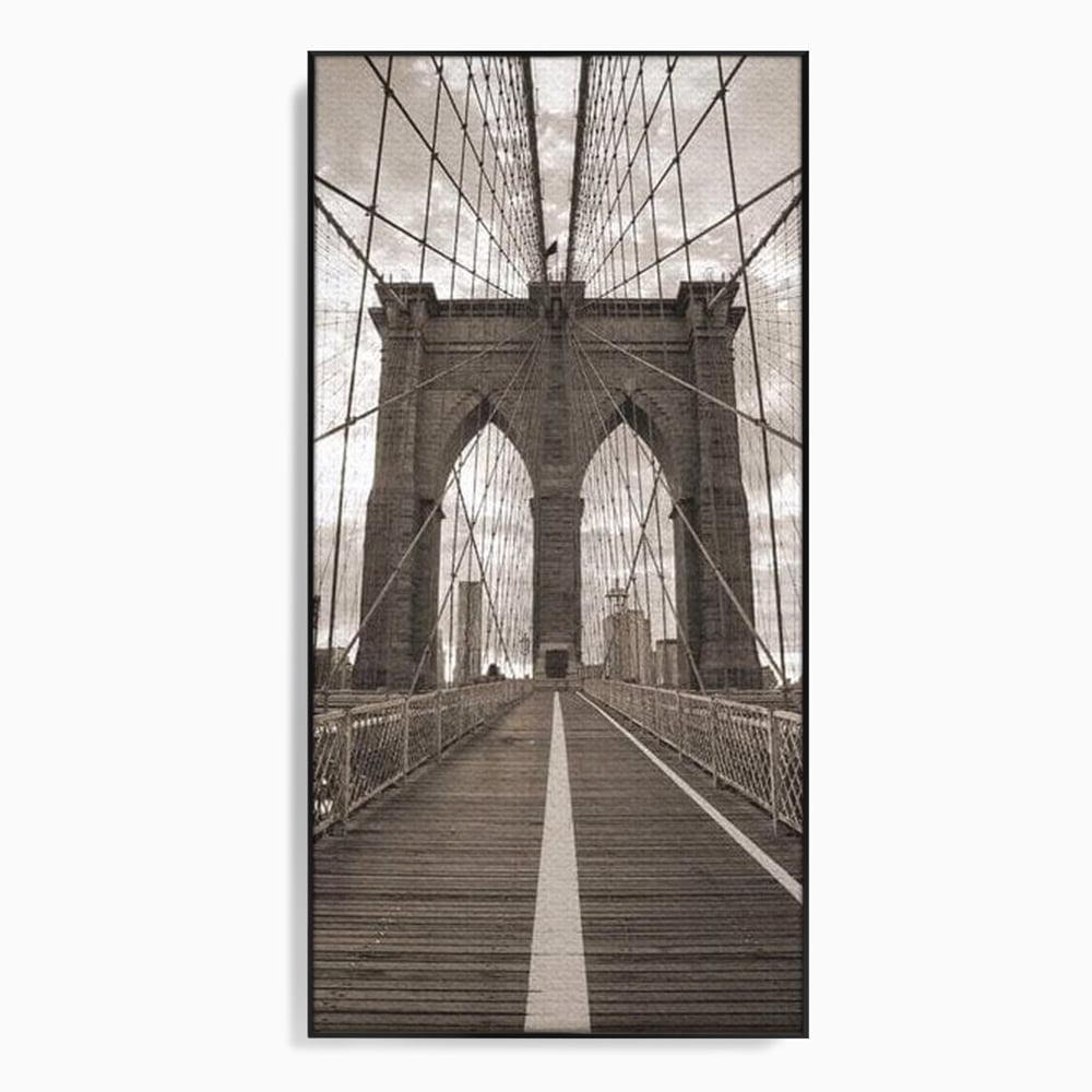Tablou canvas cu fotografie verticala cu podul din new york, in rama de aluminiu negru